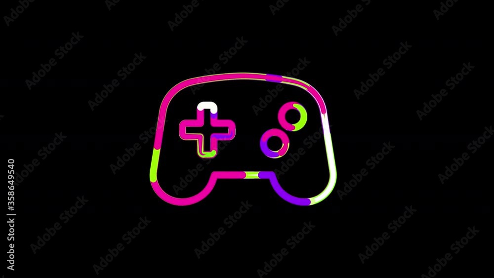 Circles gather in symbol gamepad. After it crumbles in a line and moves to the camera. Alpha channel black