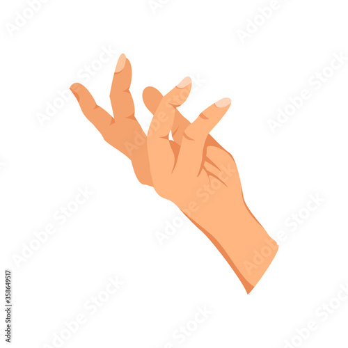 Female hand sign. Human finger gesture sign. Sign language. Isolated vector illustration