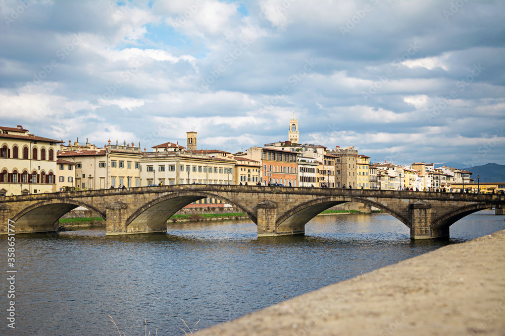 Ponte alla Carraia Bridge is a five-arched bridge spanning the River Arno and linking the district of Oltrarno to the rest of the city of Florence, Italy.