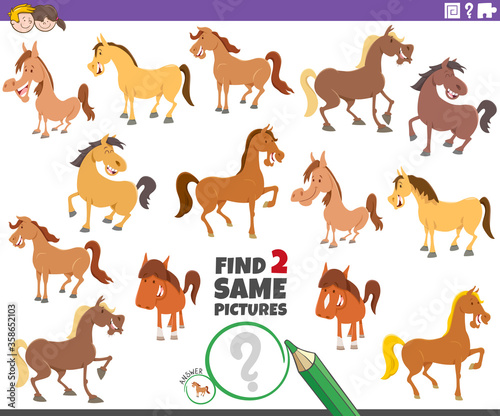 find two same horses educational game for children