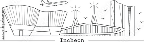 Incheon city black and white