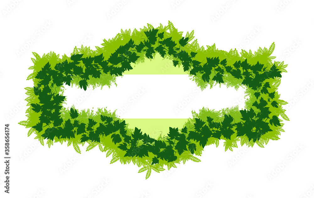 Foliage, frame, Branches, border, trees, Isolated, vector, background, illustration, deciduous,
