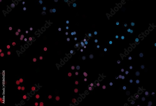 Dark Blue, Red vector template with ice snowflakes.