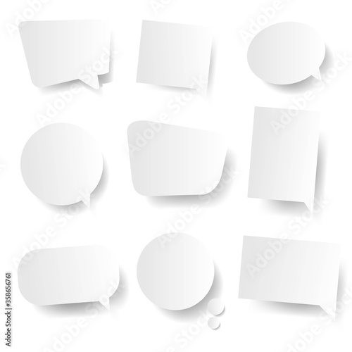 Vintage White Speech Bubbles White Background With Gradient Mesh, Vector Illustration