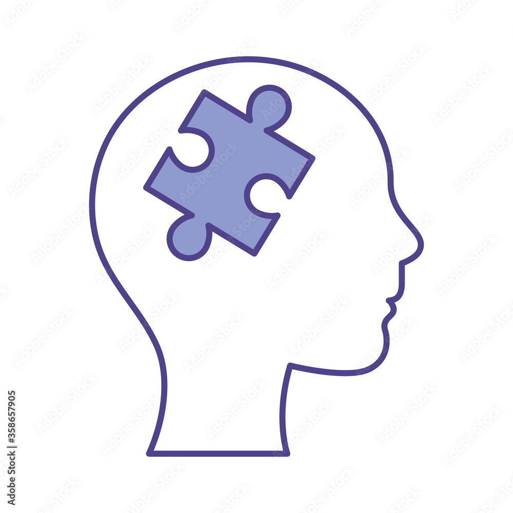 human head with puzzle line and fill style icon design, Innovation idea and creativity theme Vector illustration human head with puzzle line and fill style icon design, Innovation idea and creativity theme Vector illustration