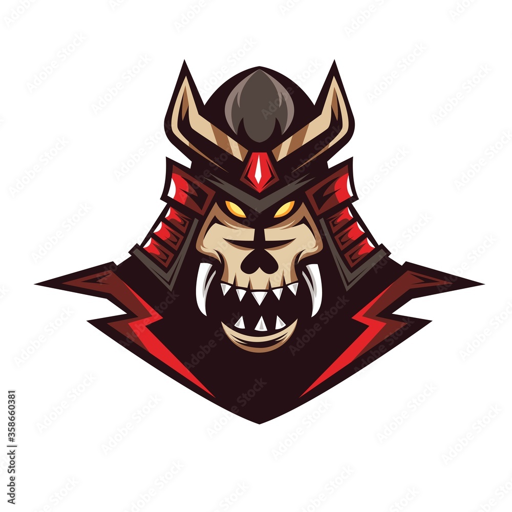 Samurai warrior mascot logo design vector with modern illustration concept style for badge, emblem and t shirt printing. Angry samurai warrior illustration for sport and e-sport team