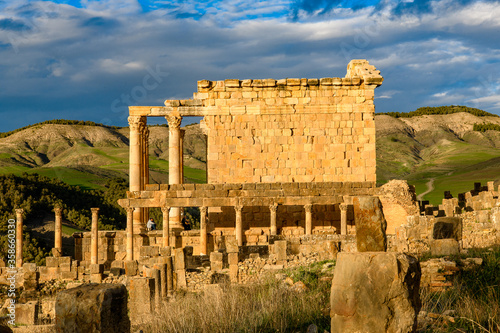 Temple in Djemila, the archaeological zone of the well preserved Berber-Roman ruins in North Africa, Algeria. UNESCO World Heritage Site photo