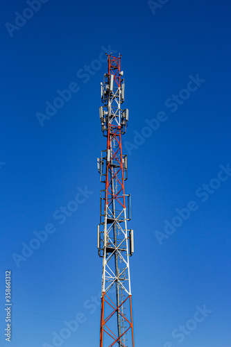 5G mobile communications tower against the sky