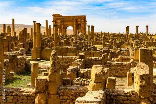 Obraz na płótnie Timgad, a Roman-Berber city in the Aures Mountains of Algeria. (Colonia Marciana Ulpia Traiana Thamugadi). UNESCO World Heritage Site w salonie