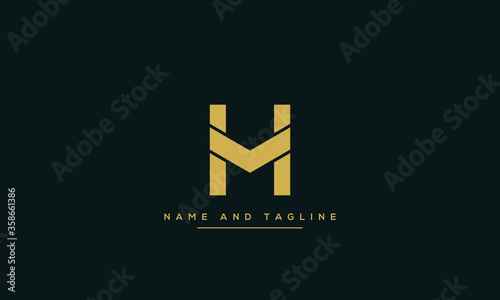 HM ,MH ,H ,M Letter Logo Design with Creative Modern Trendy Typography