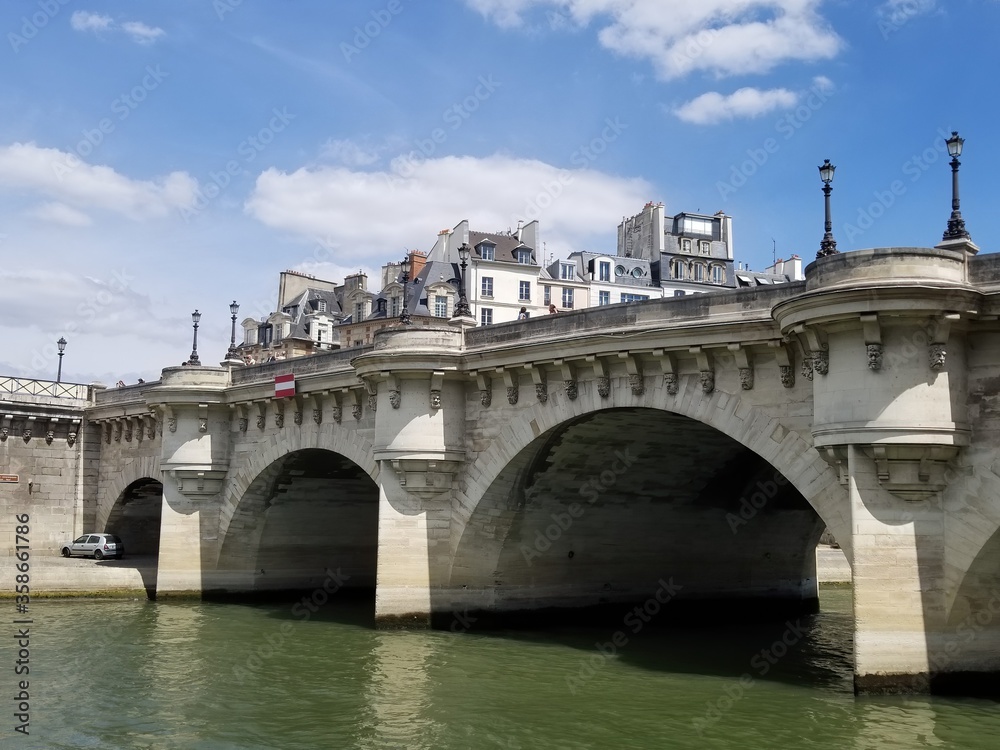 The Pont Neuf, the oldest standing bridge across the river Seine in Paris, France.