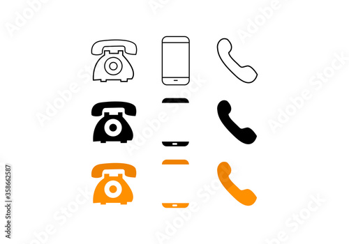telephone icon set on white 