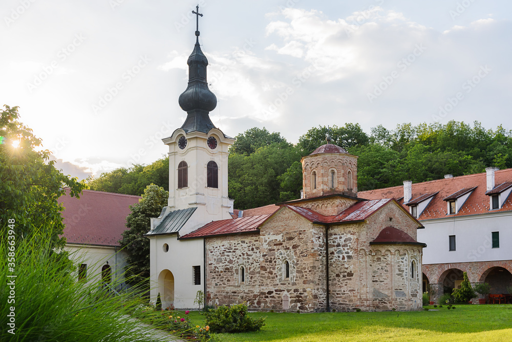 Vrsac, Serbia - June 08, 2020: The Mesic Monastery is a Serb Orthodox monastery situated in the Banat region, in the province of Vojvodina, Serbia. It was founded in the 15th century