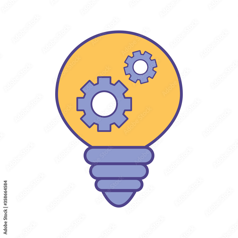 light bulb with gears line and fill style icon design, Innovation idea and creativity theme Vector illustration light bulb with gears line and fill style icon design, Innovation idea and creativity theme Vector illustration