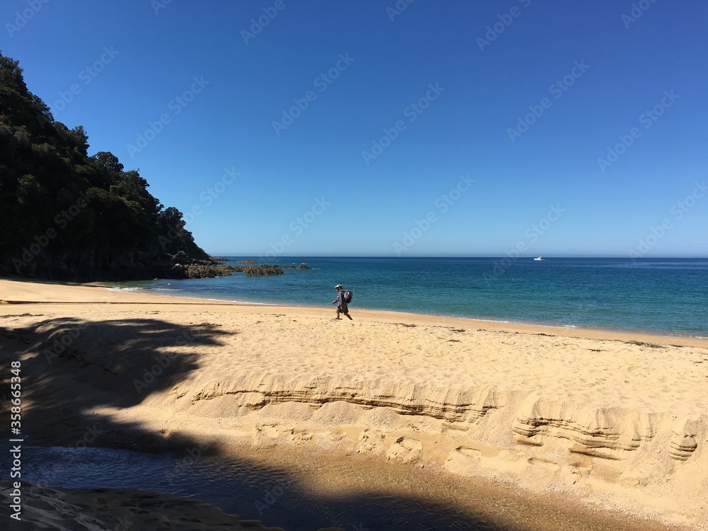 a man walk on sand abel tasman