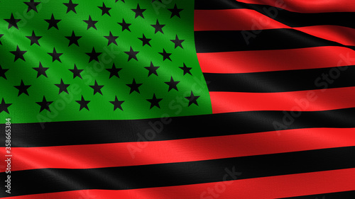African-American Flag, with waving fabric texture	
