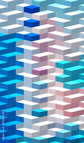 pink blue colorful geometric shapes abstract background 3D illustration