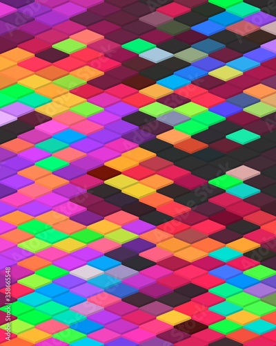 trippy psychedelic colorful neon geometric shapes abstract background 3D illustration