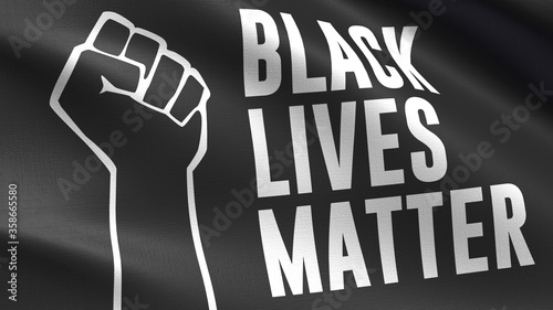 Black Lives Matter Flag, with waving fabric texture	

