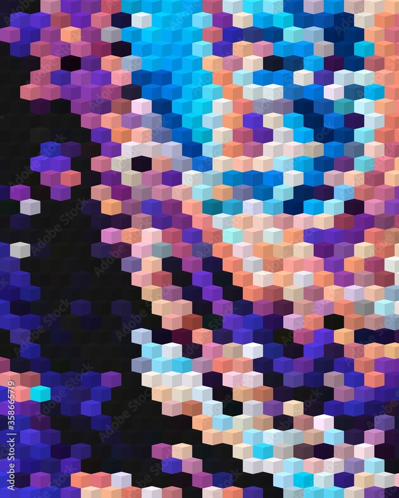 blue pink magenta purple colorful geometric shapes abstract background 3D illustration