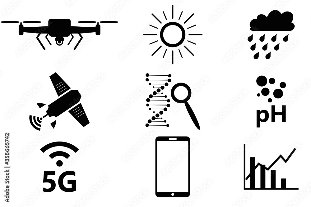 Vector illustration of farming icons for modern and smart farming and gardening concepts on white background. Vector illustration of farming icons for modern and smart farming and gardening concepts on white background.