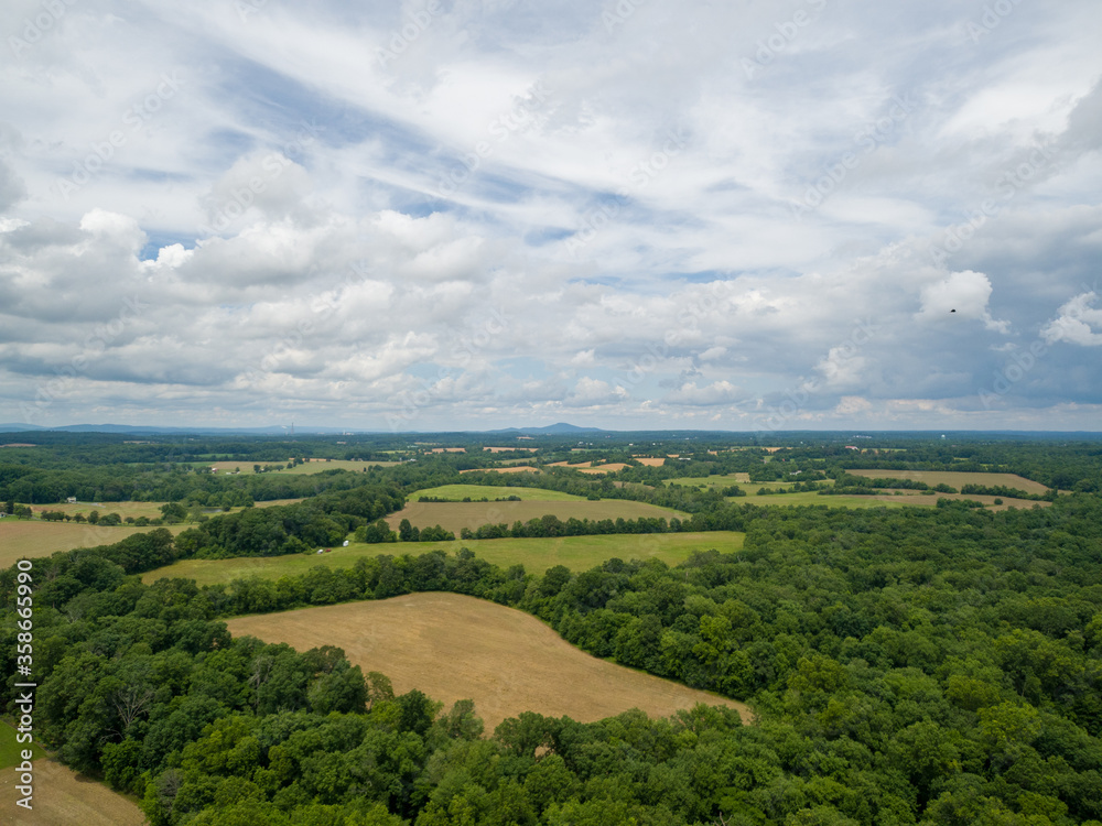 Aerial view of farmland near Poolesville, Montgomery County, Maryland