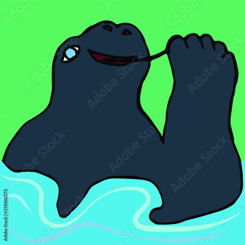 The character is similar to a hippopotamus chewing a straw