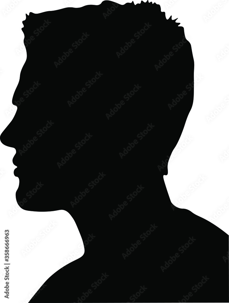 male profile picture, silhouette. Of the page. Profile, black illustration, fashion and business	