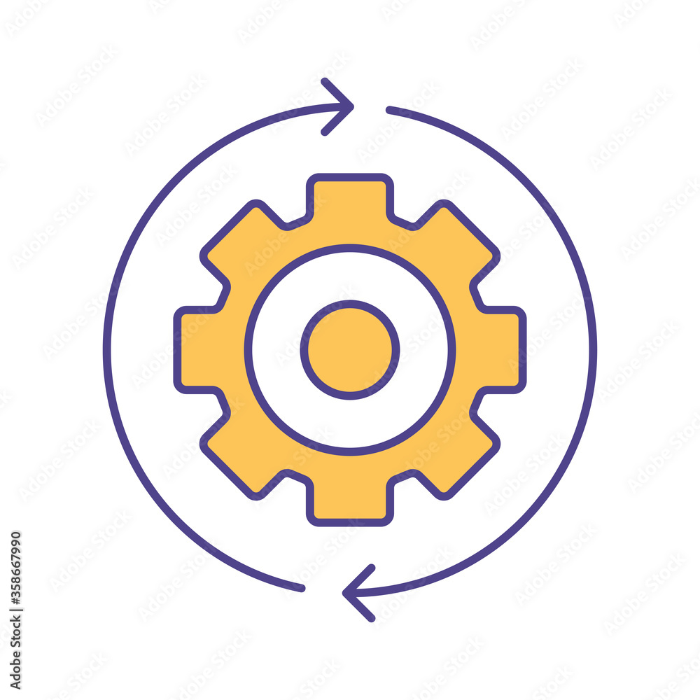 gear with arrows line and fill style icon design, Innovation idea and creativity theme Vector illustration gear with arrows line and fill style icon design, Innovation idea and creativity theme Vector illustration