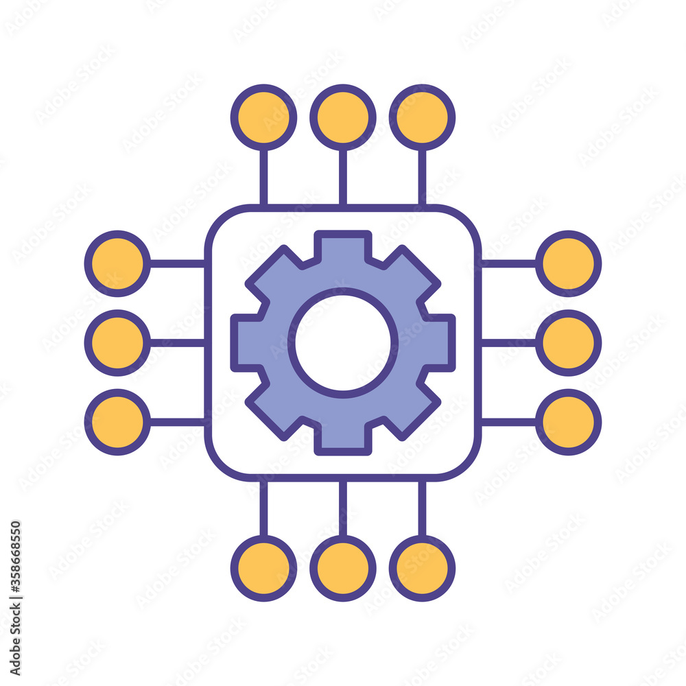 gear with circuit line and fill style icon design, Innovation idea and creativity theme Vector illustration gear with circuit line and fill style icon design, Innovation idea and creativity theme Vector illustration
