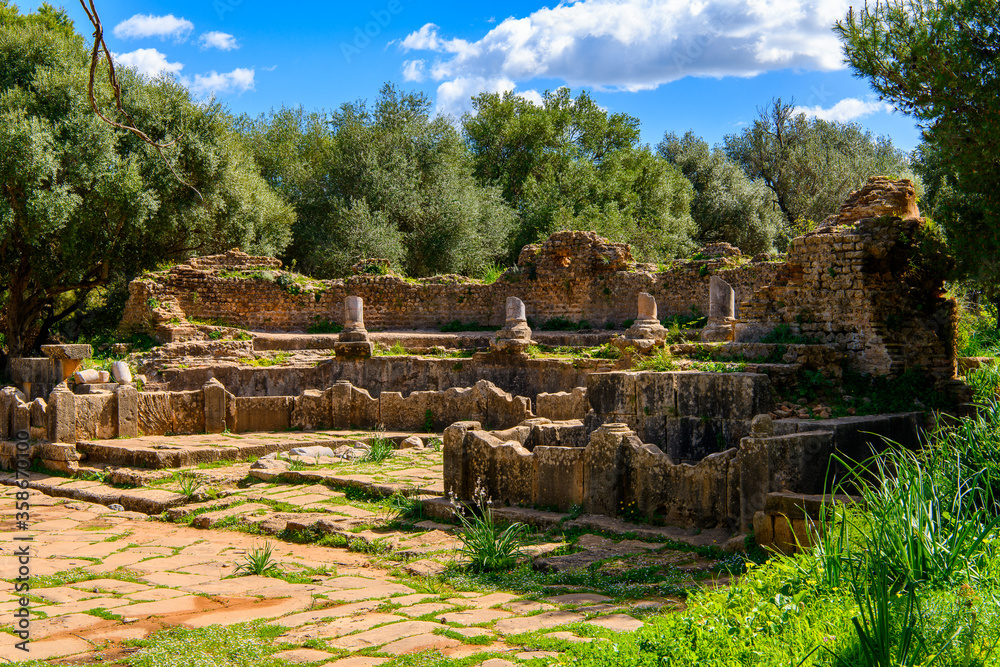 Amphitheater of Tipasa, a colonia in Roman province Mauretania Caesariensis, nowadays Algeria. UNESCO World Heritage Site