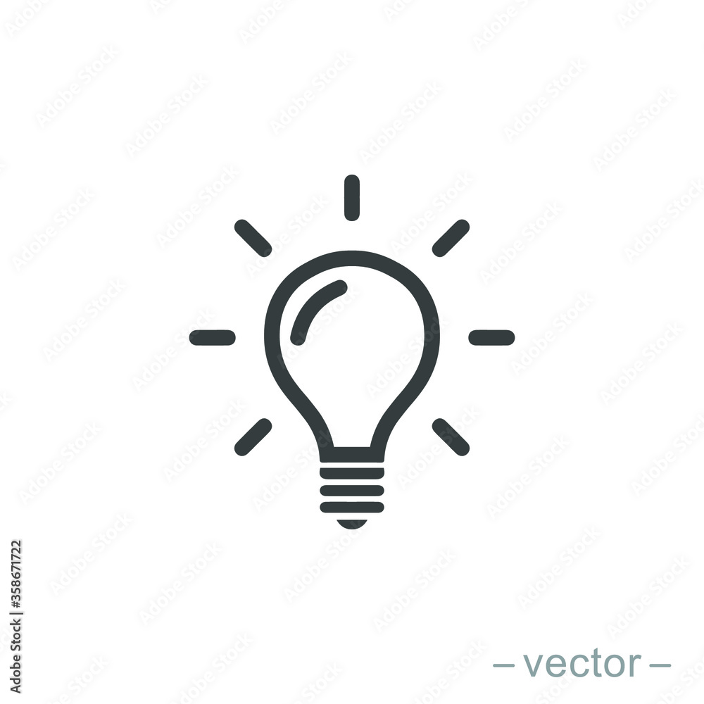 The light bulb icon vector, full of ideas and creative thinking, analytical thinking for processing. Outline symbol illustration. EPS 10 The light bulb icon vector, full of ideas and creative thinking, analytical thinking for processing. Outline symbol illustration. EPS 10