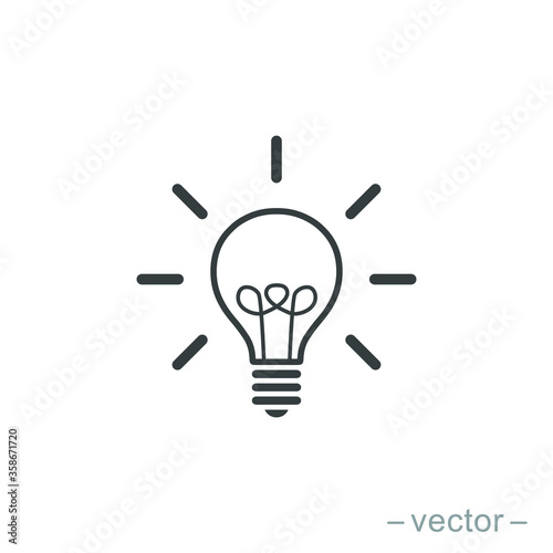 The light bulb icon vector, full of ideas and creative thinking, analytical thinking for processing. Outline symbol illustration. EPS 10