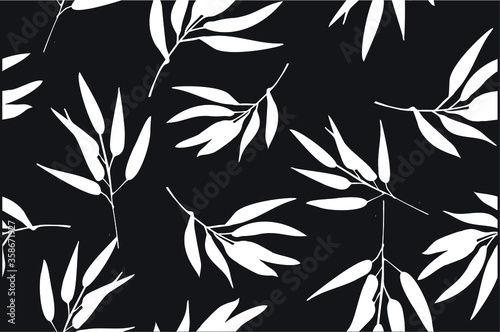 Bamboo leaf composition in design. Vector romantic landscape with bamboo trees on a white and gray background, and various attractive colors make an exclusive design	