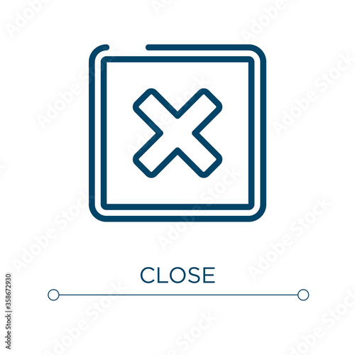 Close icon. Linear vector illustration. Outline close icon vector. Thin line symbol for use on web and mobile apps, logo, print media.