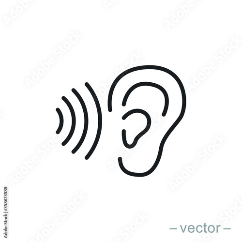 ear icon, hearing linear sign isolated on white background - editable vector illustration eps10