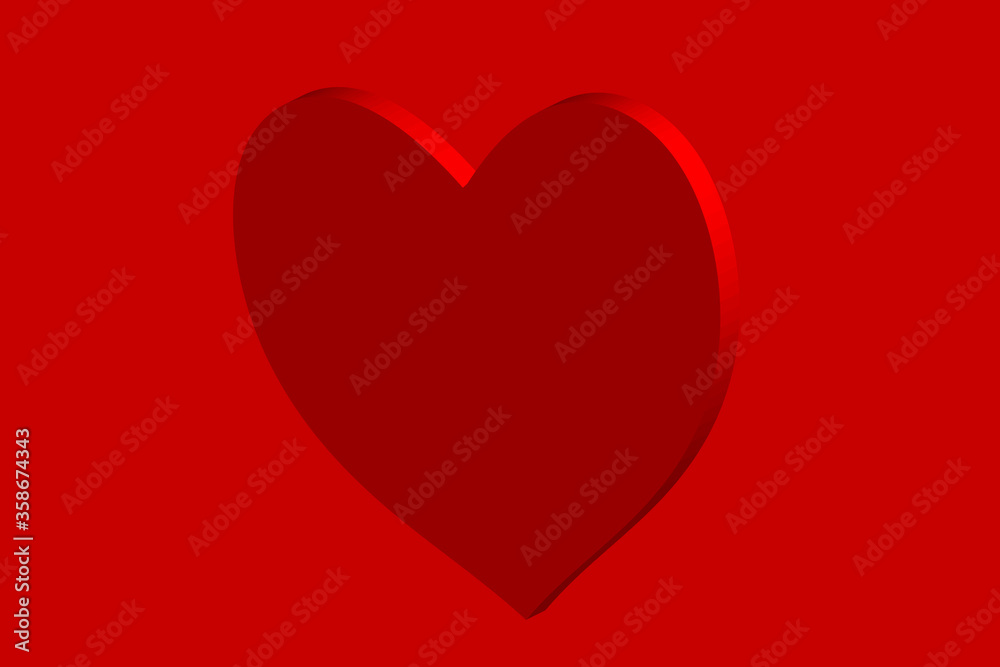 3d red heart graphic illustration trendy graphic background.