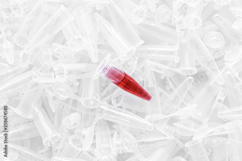 Wallpaper Mural Empty 1.5 ml microcentrifuge tubes with one red sample Torontodigital.ca