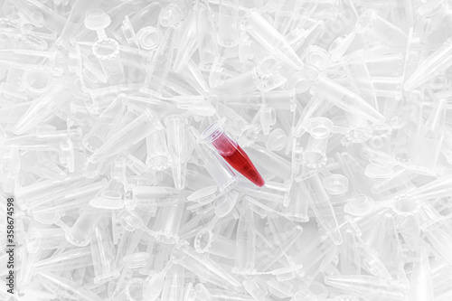 Wallpaper Mural Empty 1.5 ml microcentrifuge tubes with one red sample Torontodigital.ca