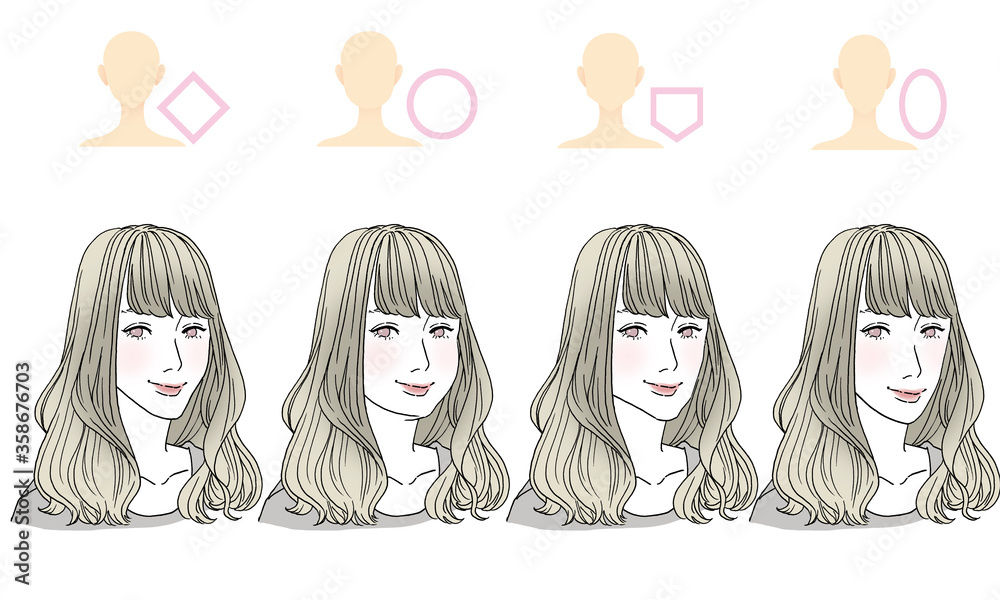 顔型別ヘアスタイルイラスト 顔型別ヘアスタイルイラスト