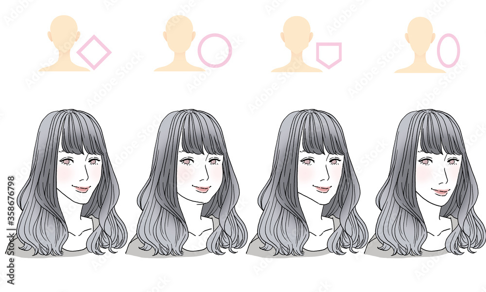 顔型別ヘアスタイルイラスト 顔型別ヘアスタイルイラスト