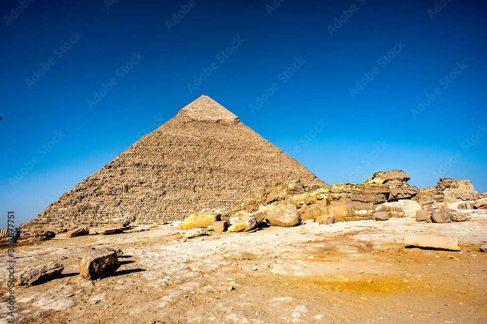 It's Pyramid of Khafre (Pyramid of Chephren), one of the Ancient Egyptian Pyramids of Giza and the tomb of the Fourth-Dynasty pharaoh Khafre It's Pyramid of Khafre (Pyramid of Chephren), one of the Ancient Egyptian Pyramids of Giza and the tomb of the Fourth-Dynasty pharaoh Khafre