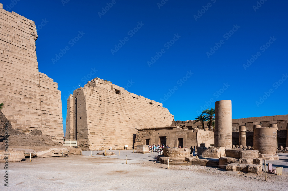 It's Karnak temple, Luxor, Egypt (Ancient Thebes with its Necropolis), the main place of worship of the eighteenth dynasty Theban Triad with the god Amun as its head.