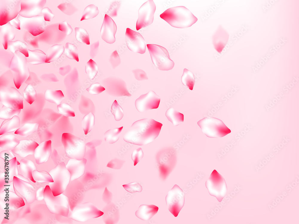 Japanese cherry blossom pink flying petals