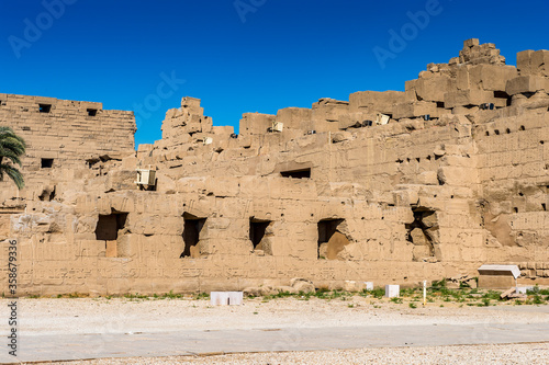 It s Walls of the the Karnak temple  Luxor  Egypt  Ancient Thebes with its Necropolis . UNESCO World Heritage site