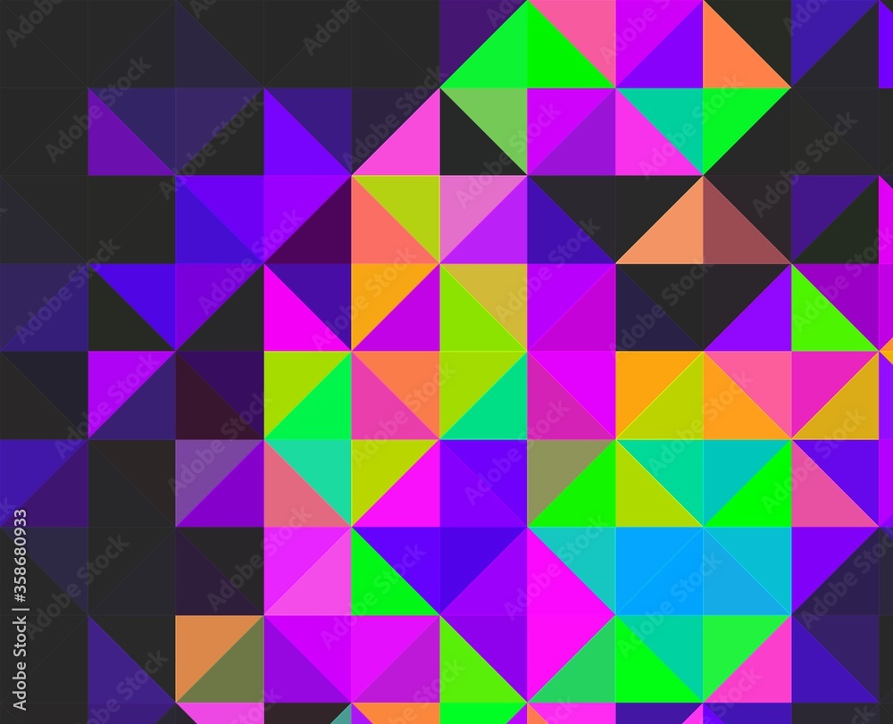Obraz premium neon green magenta purple cyan geometric shapes abstract background
