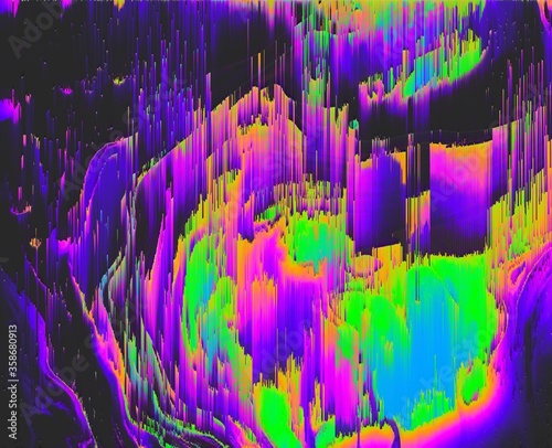 neon green magenta purple cyan geometric shapes abstract background