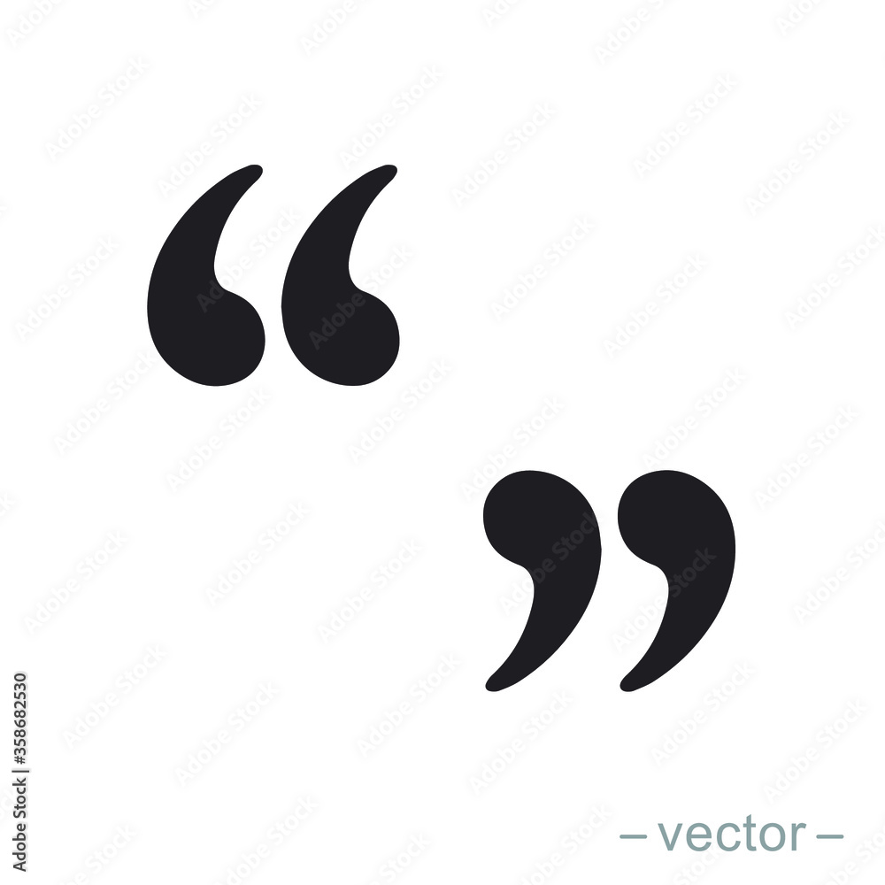 Set of quote mark, quotes icon vector sign design Set of quote mark, quotes icon vector sign design