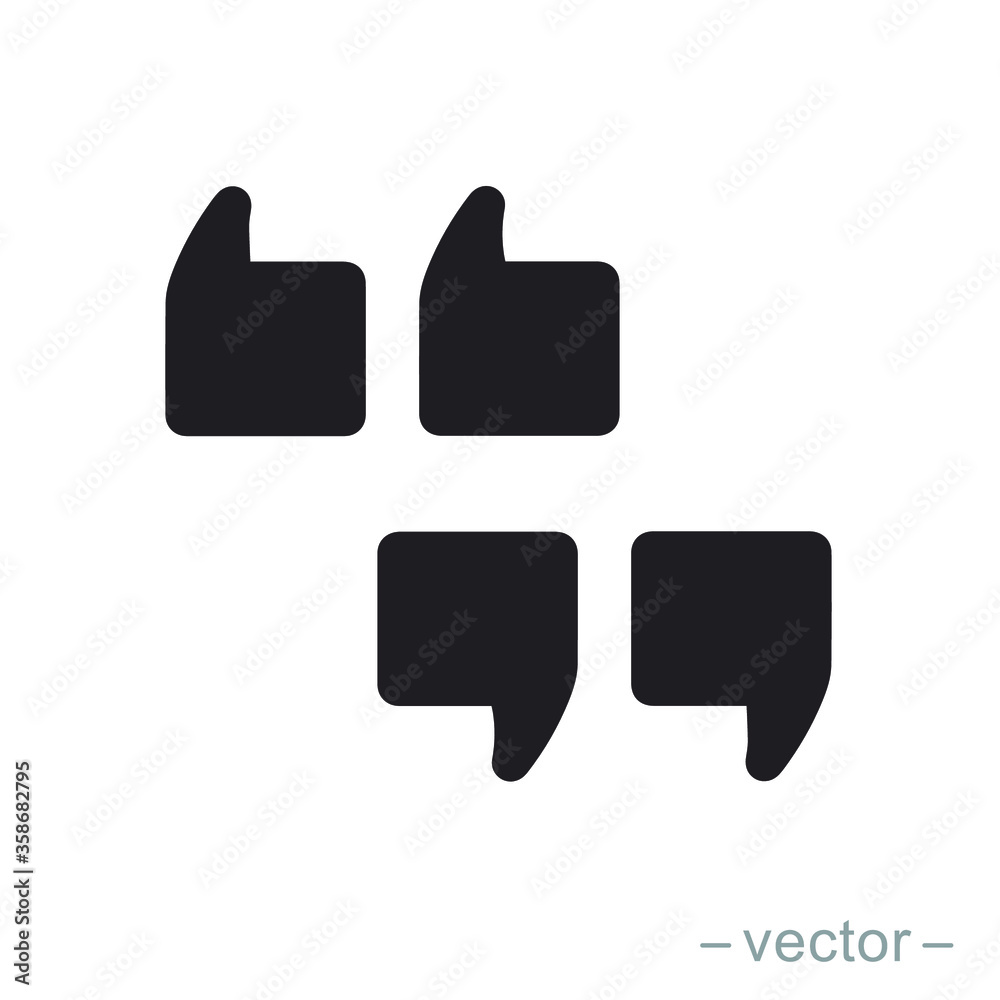 Set of quote mark, quotes icon vector sign design Set of quote mark, quotes icon vector sign design