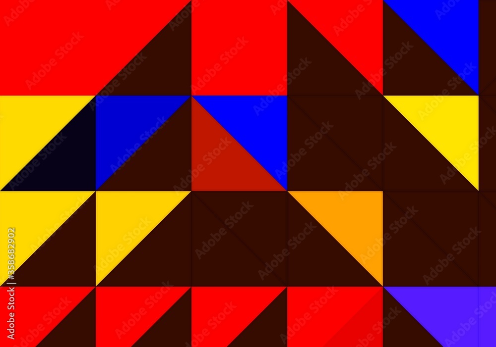 Naklejka red yellow blue abstract geometric shapes background